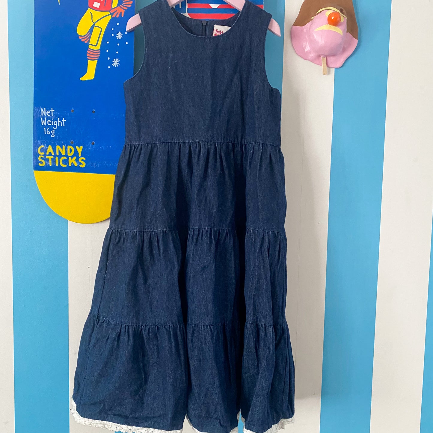 Vintage Tickled Pink Denim Dress - Size 7