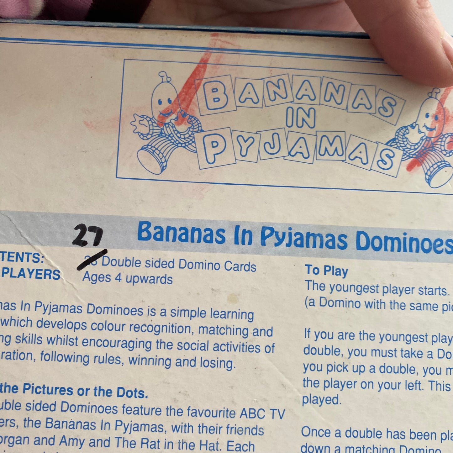 Vintage Bananas In Pyjamas Dominoes (FLAW)