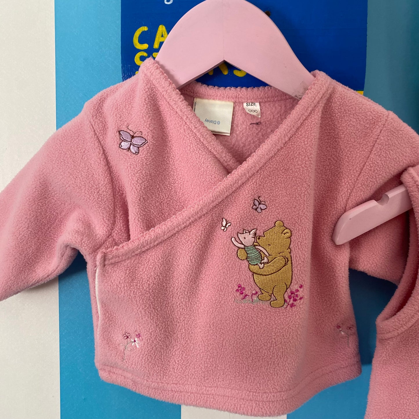 Vintage Winnie The Pooh Fleece Wrap Cardigan & Dress - Size 0-3M