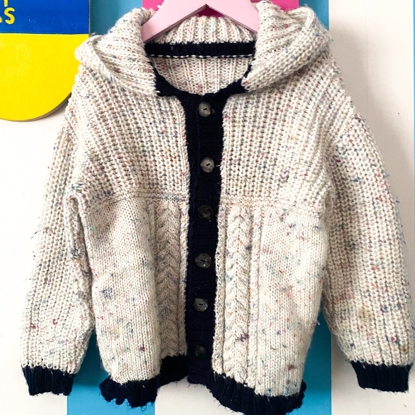 Handmade Hooded Knit Cardigan - Size 4