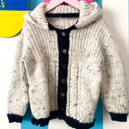 Handmade Hooded Knit Cardigan - Size 4
