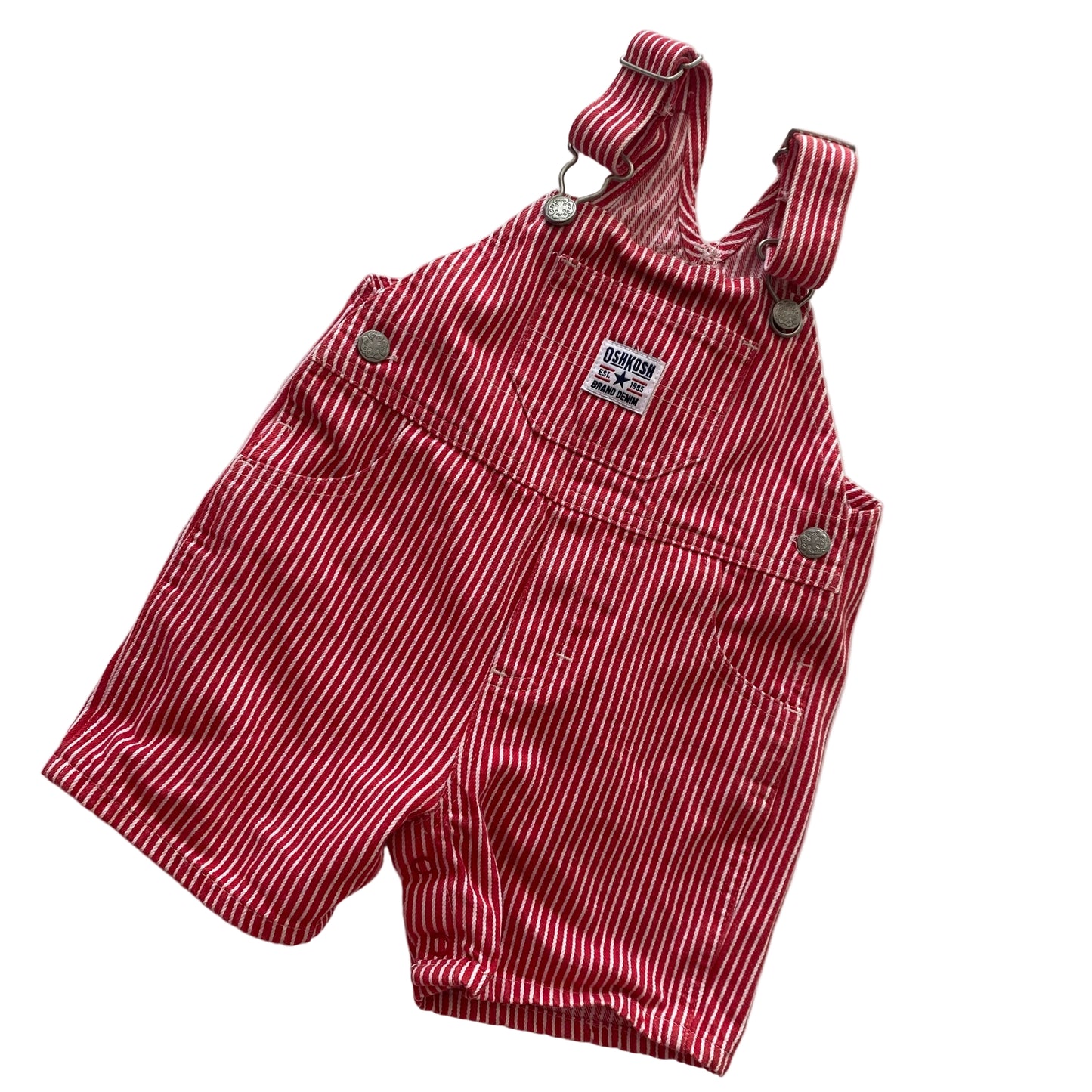 Red Pinstripe Oshkosh Shortalls - Size 12M