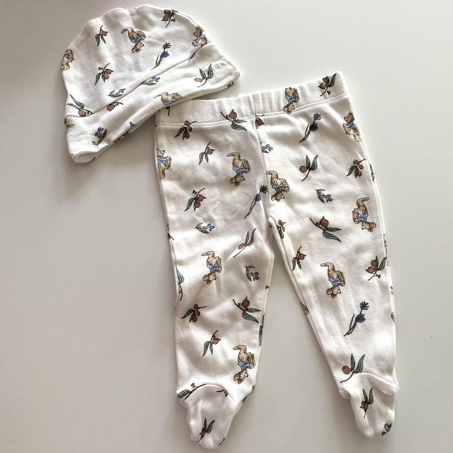 Disney Winnie The Pooh Roo Footed Pants & Beanie - Size 0-3M