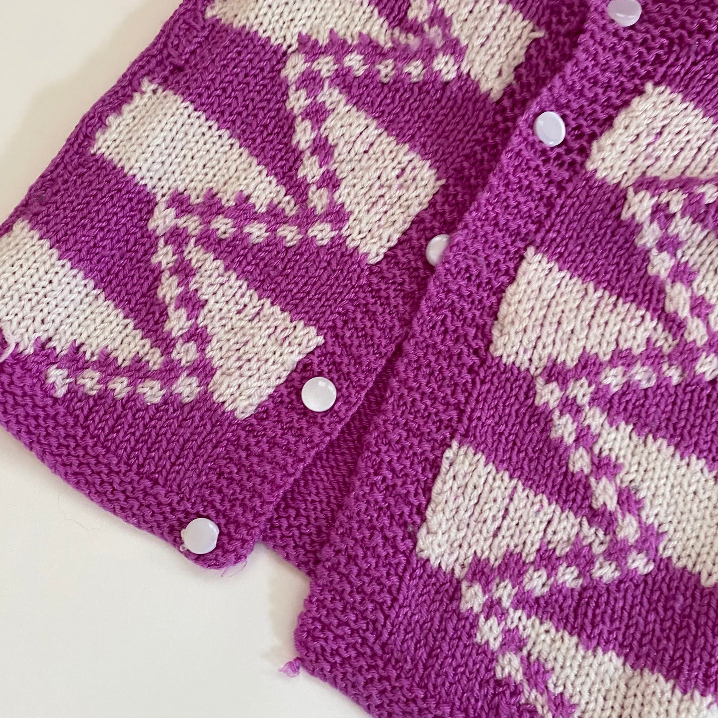 Purple Handmade Knit Cardigan - Size 6-12M