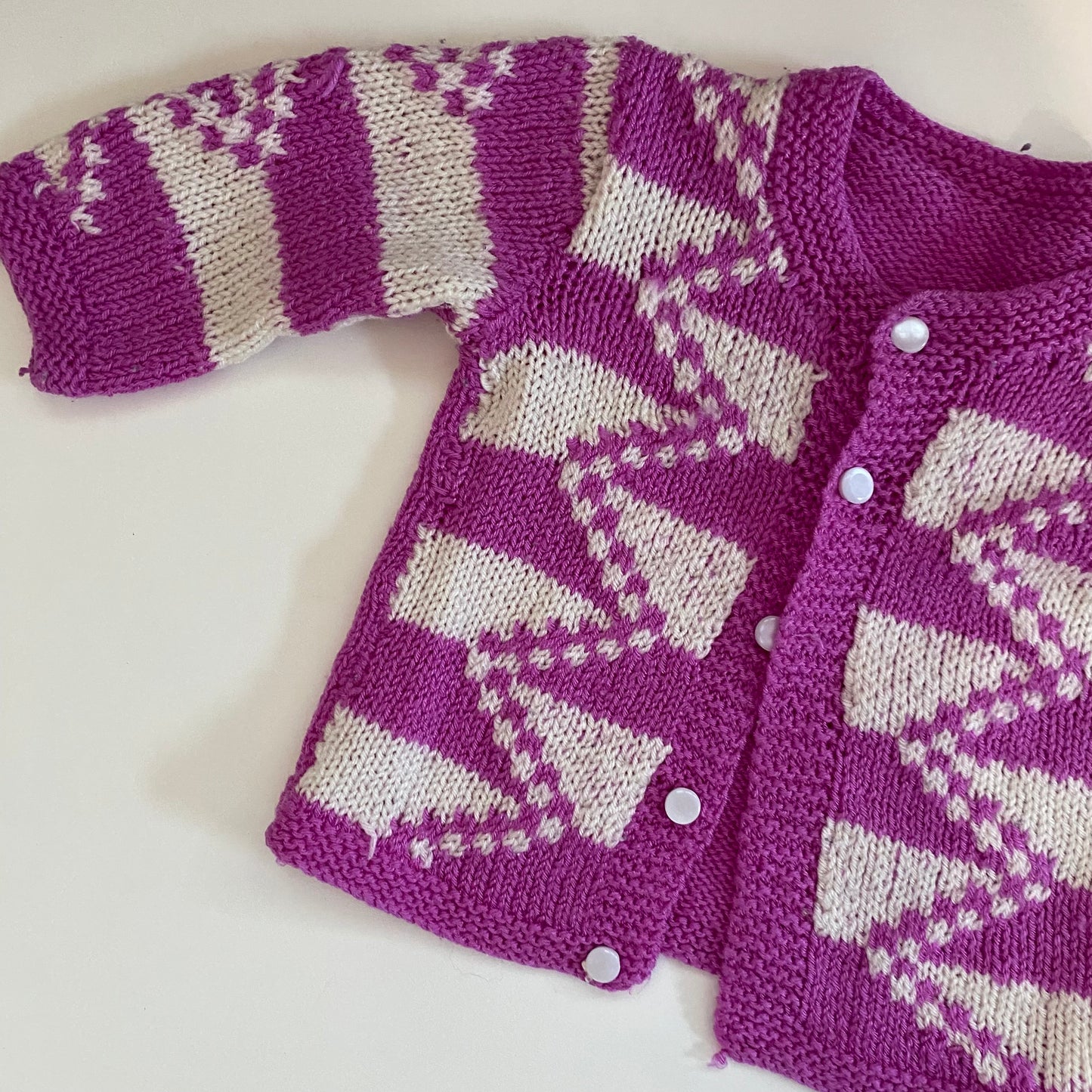 Purple Handmade Knit Cardigan - Size 6-12M