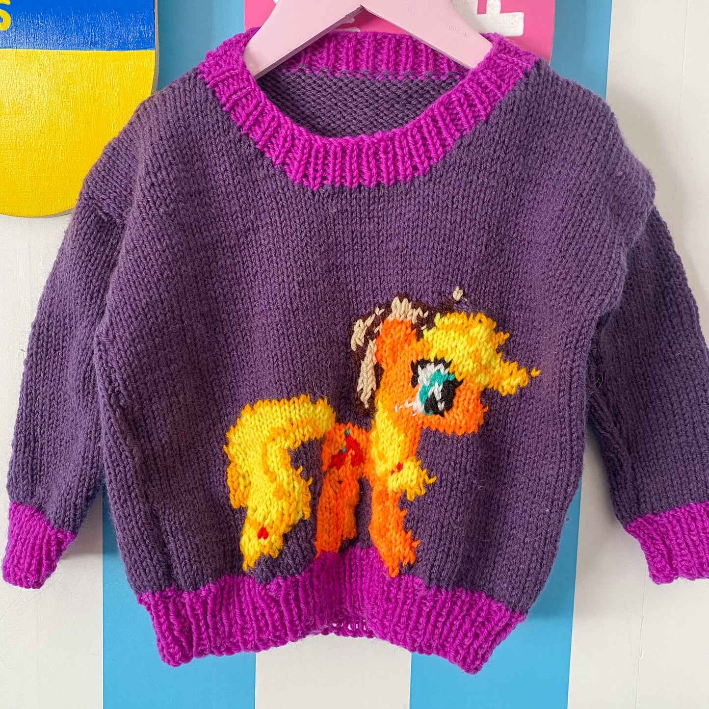 Handmade My Little Pony Knit Jumper - Size 1-2Y
