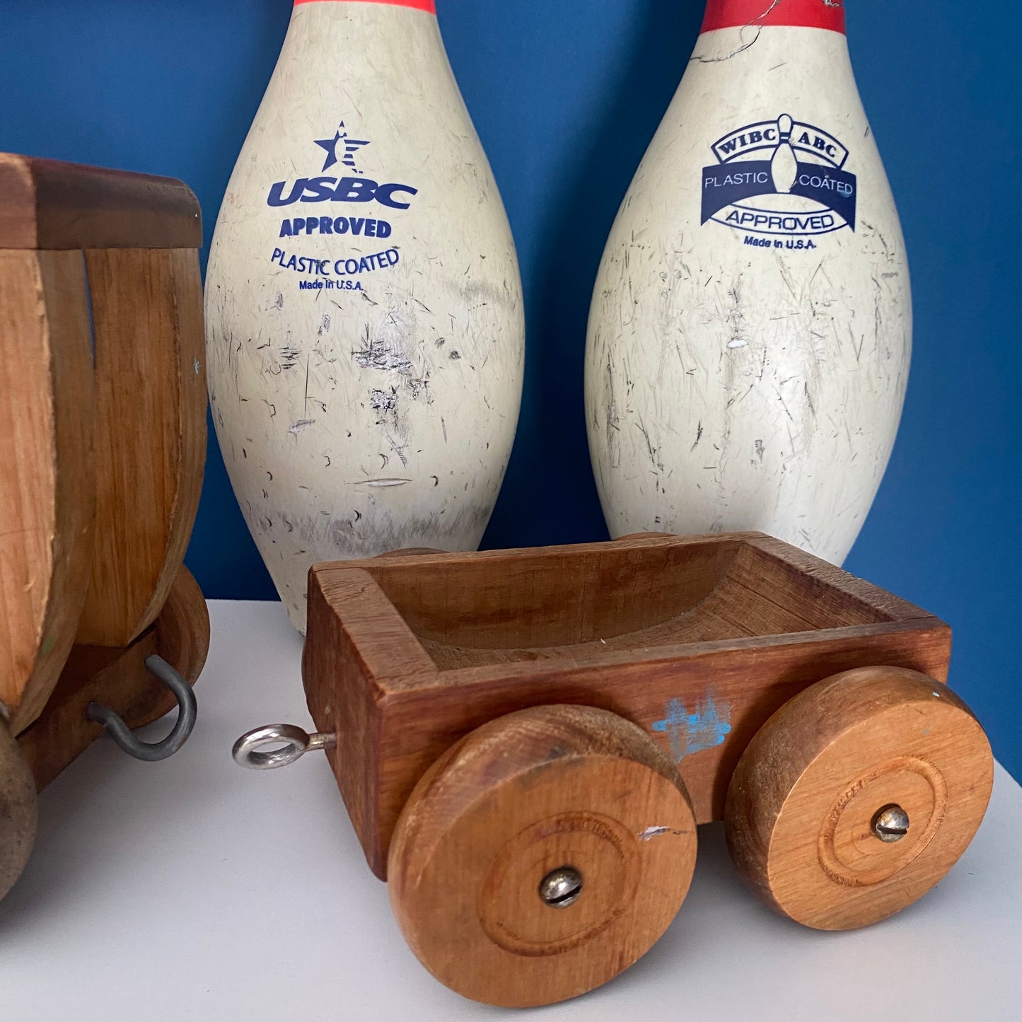 Large Handmade Vintage Wooden Truck & Trailer