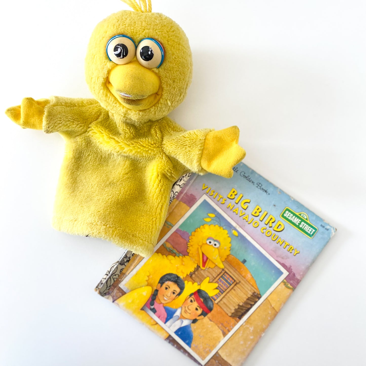 Vintage Sesame Street Big Bird Little Golden Book & Puppet