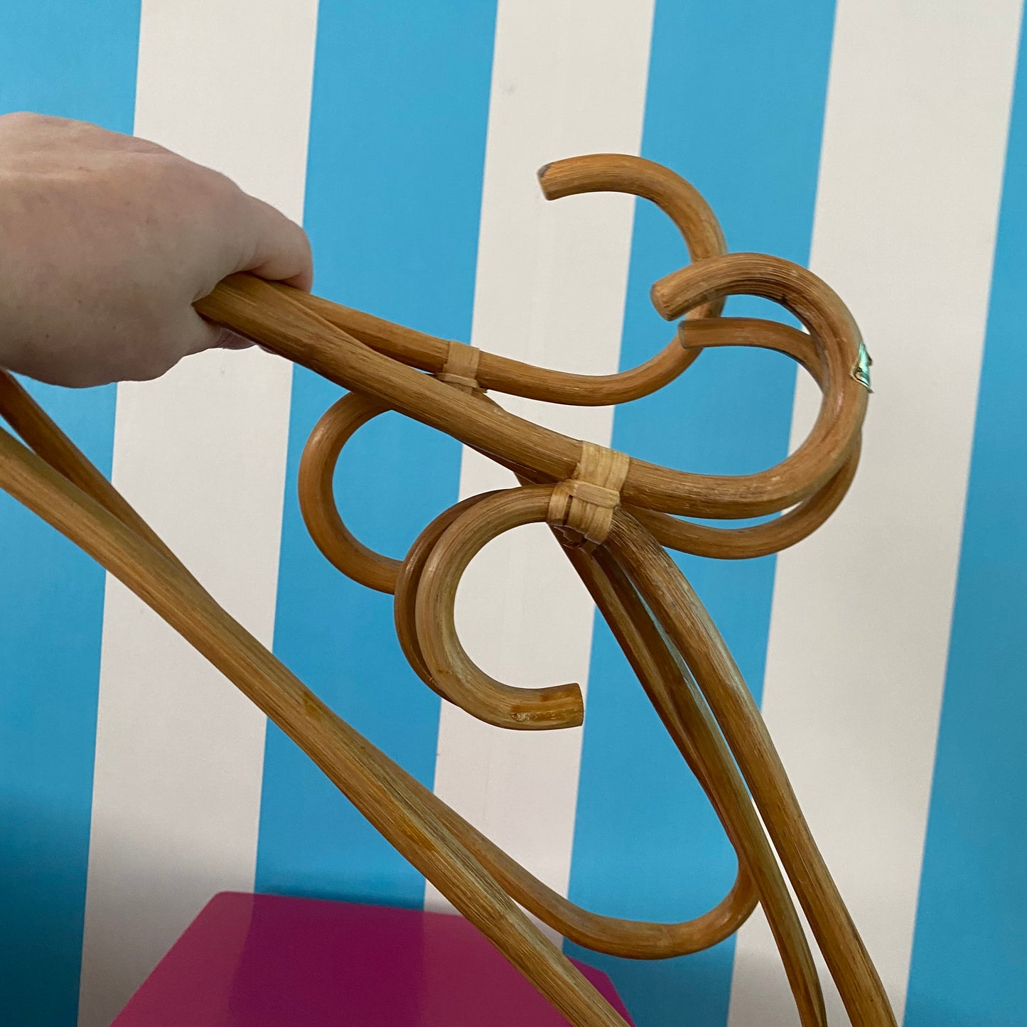 Vintage Rattan Coat Hangers (3)
