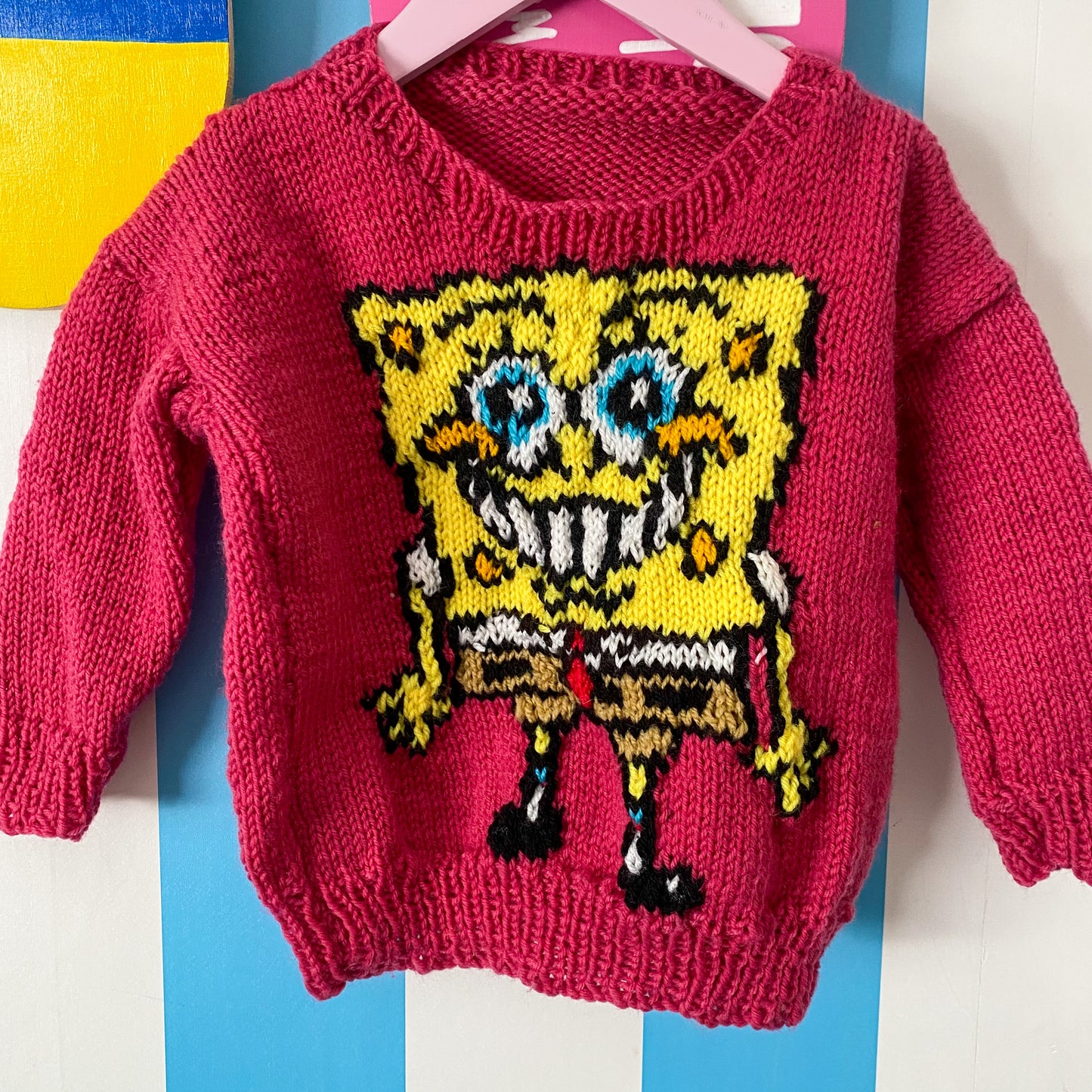 Handmade SpongeBob Knit Jumper - Size 2-3Y