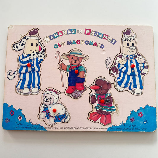 Vintage Bananas In Pyjamas Wooden Puzzle