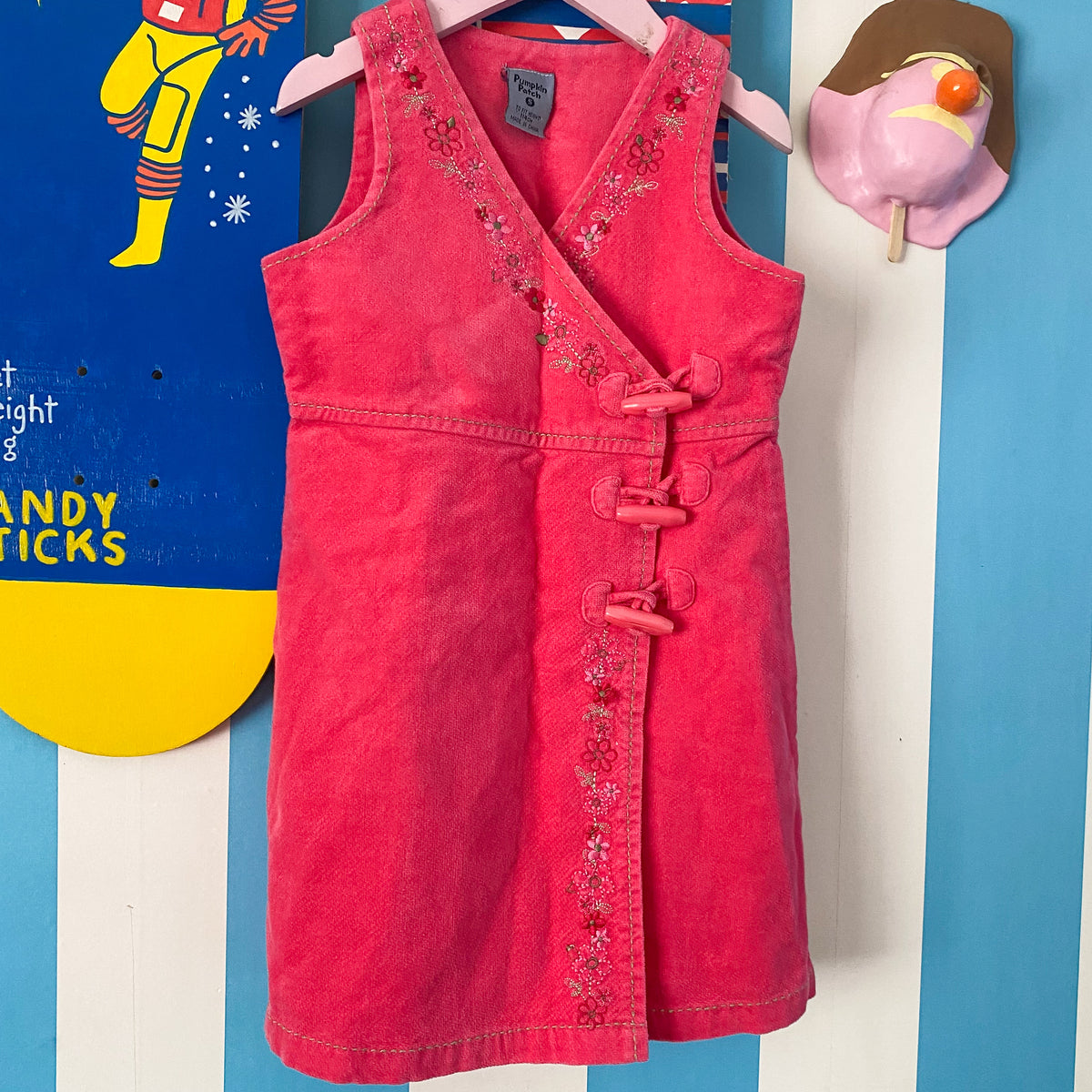 Vintage Pumpkin Patch Pink Velour Dress - Size 5