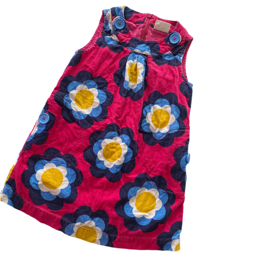 Mini Boden Floral Corduroy Dress - Size 3-4Y