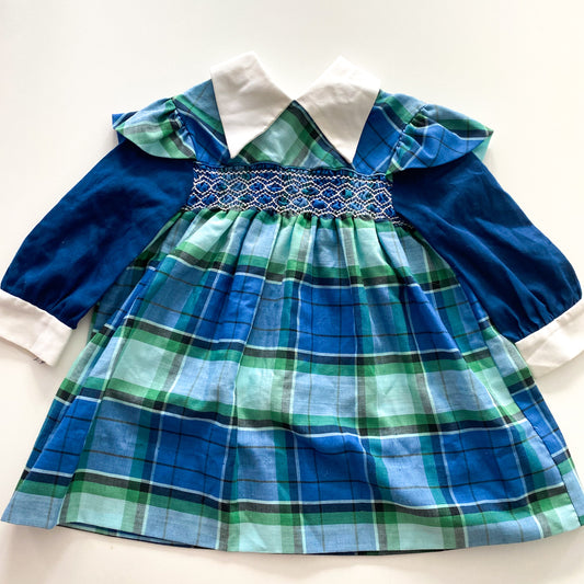 Vintage Smocked Tartan Dress - Size 1