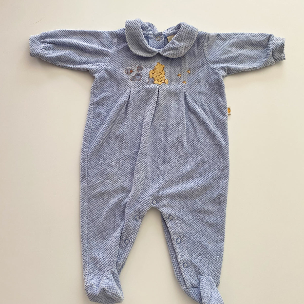 Vintage Disney Winnie The Pooh Classic Pooh Footed Velour Suit - Size 3-6M