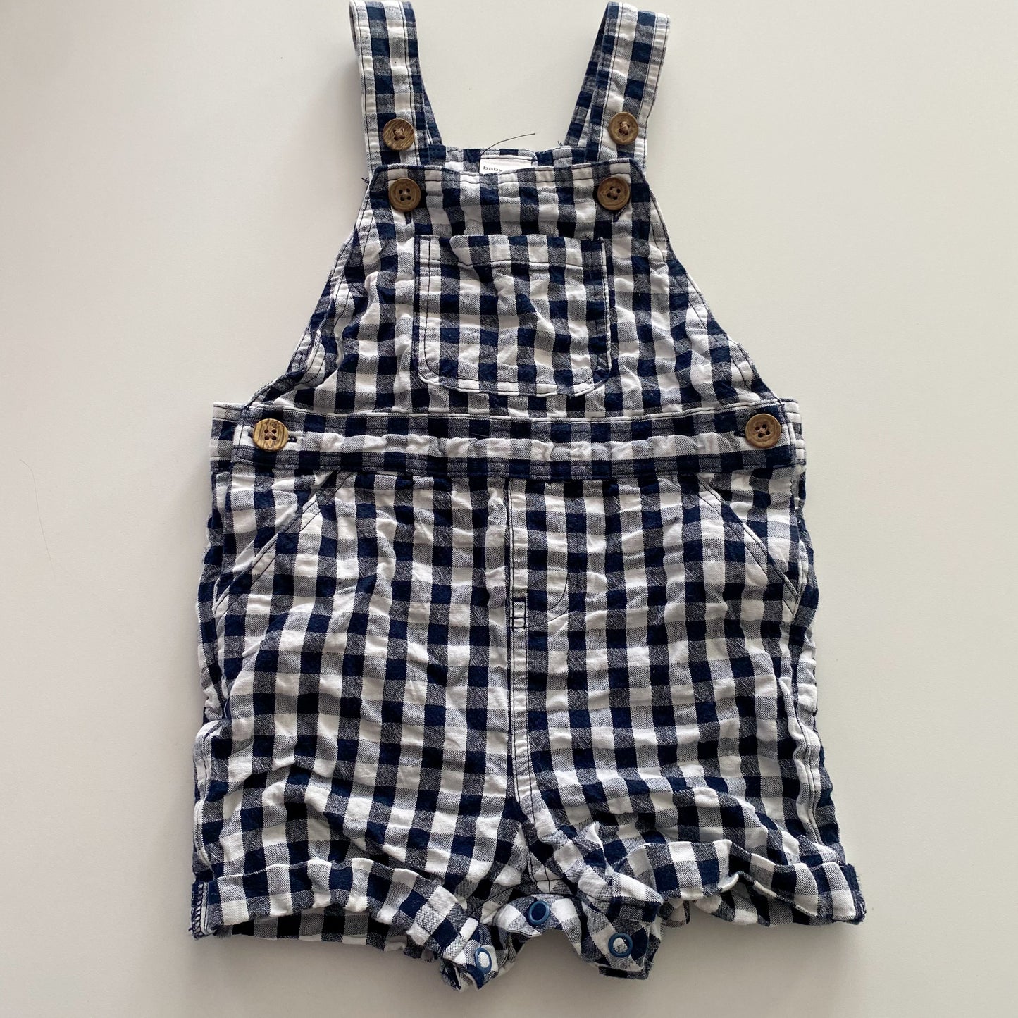 Gingham Shortalls - Size 6-12M