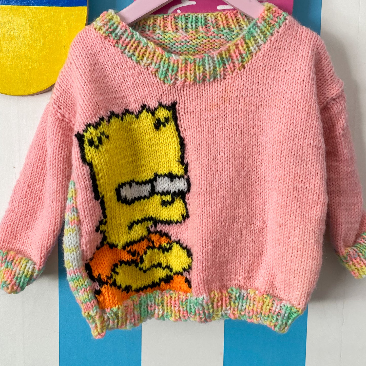 Handmade Bart Simpson Knit Jumper - Size 3