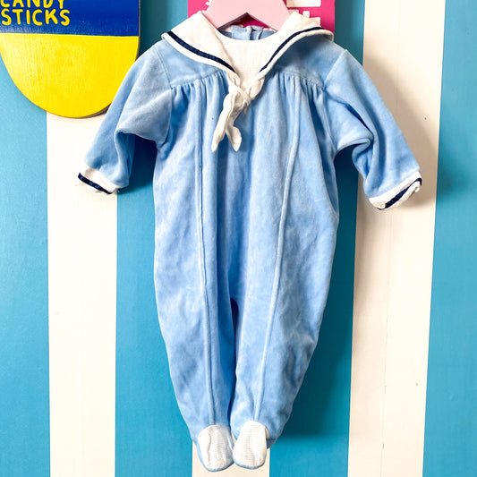 Vintage Teeny Weeny Velour Footed Suit - Size 6M