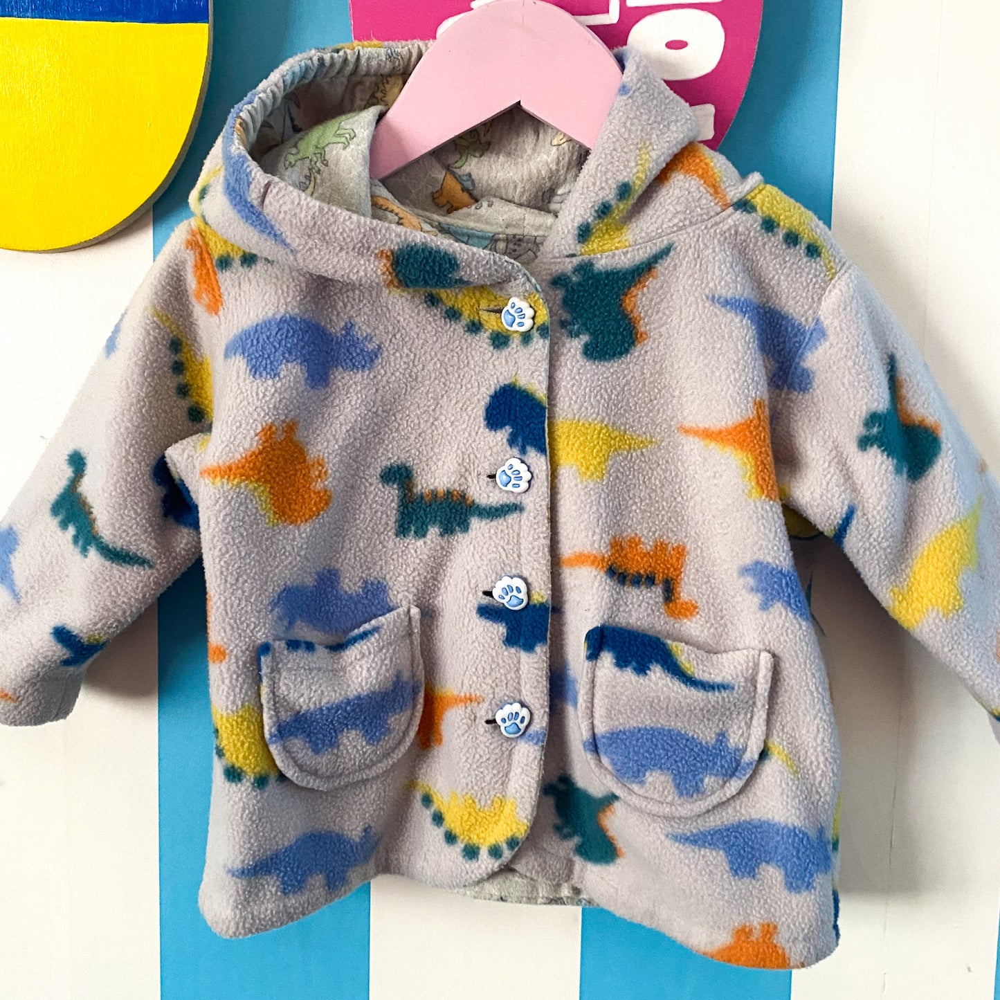 Handmade Fleece Dino Jacket - Size 1-2Y