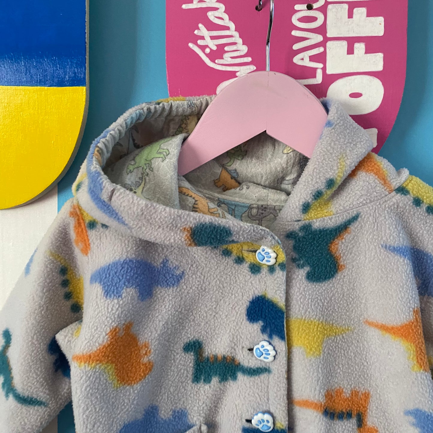 Handmade Fleece Dino Jacket - Size 1-2Y