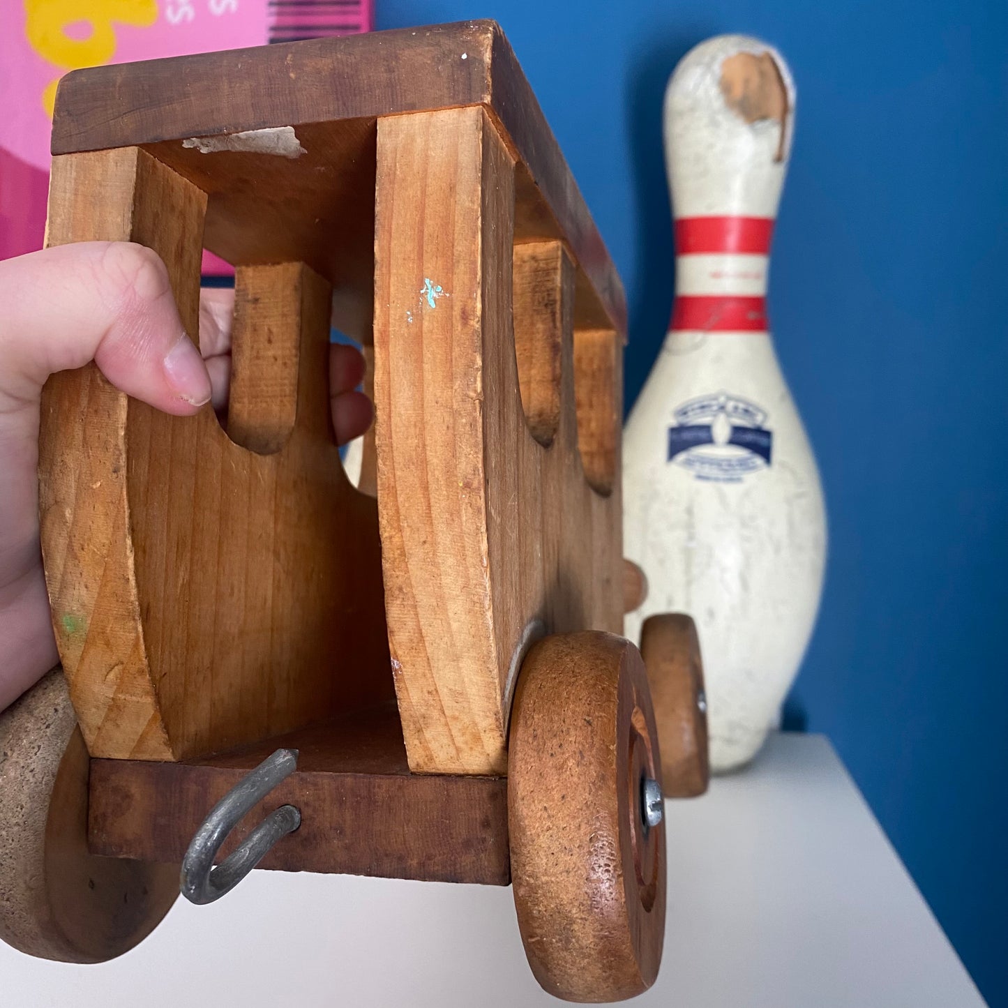 Large Handmade Vintage Wooden Truck & Trailer