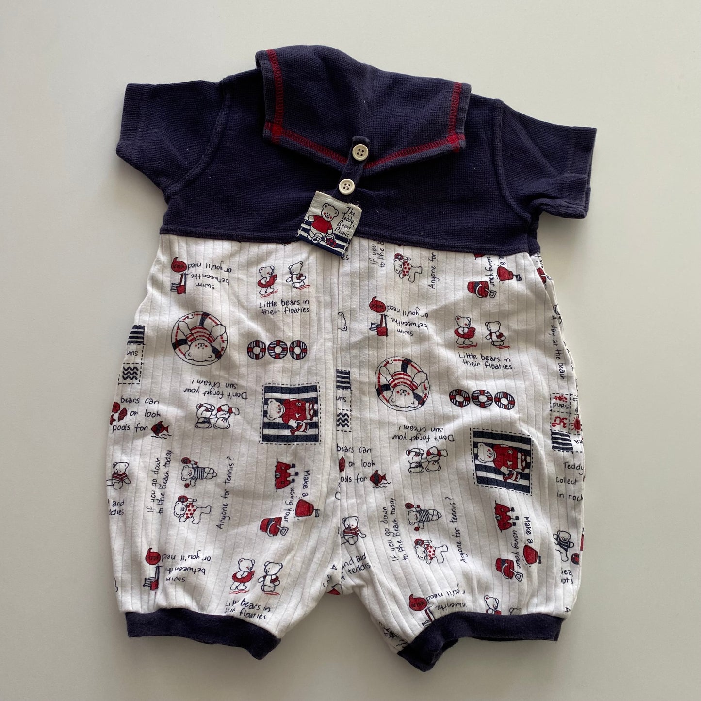 Vintage Teddy Bears Picnic Romper - Size 6M
