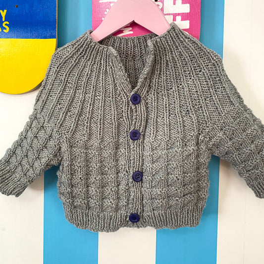 Handmade Knit Cardigan- Size 6-12M