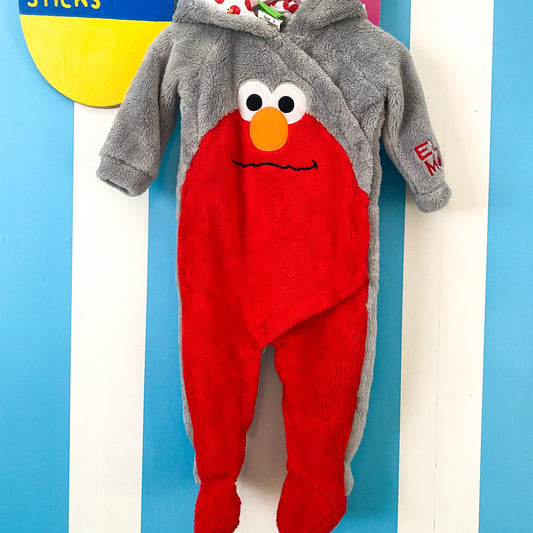 Sesame Street Elmo Footed Fleece Suit - Size 6-12M