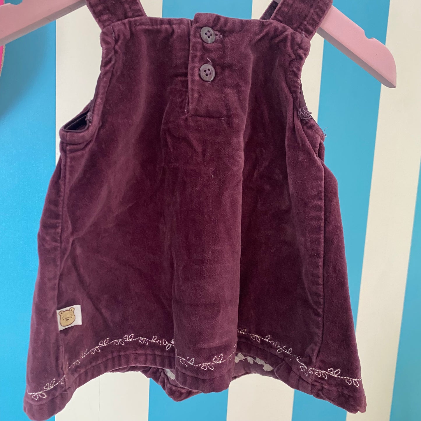 Vintage Disney Winnie The Pooh Velour Dress - Size NB