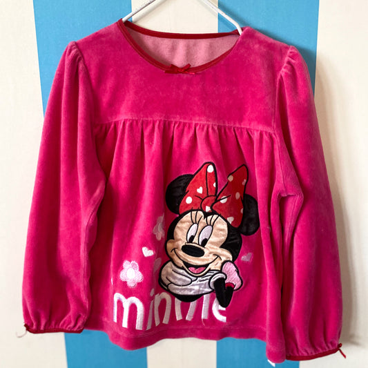 Disney Minnie Mouse Velour Long Sleeve Top - Size 2-3Y