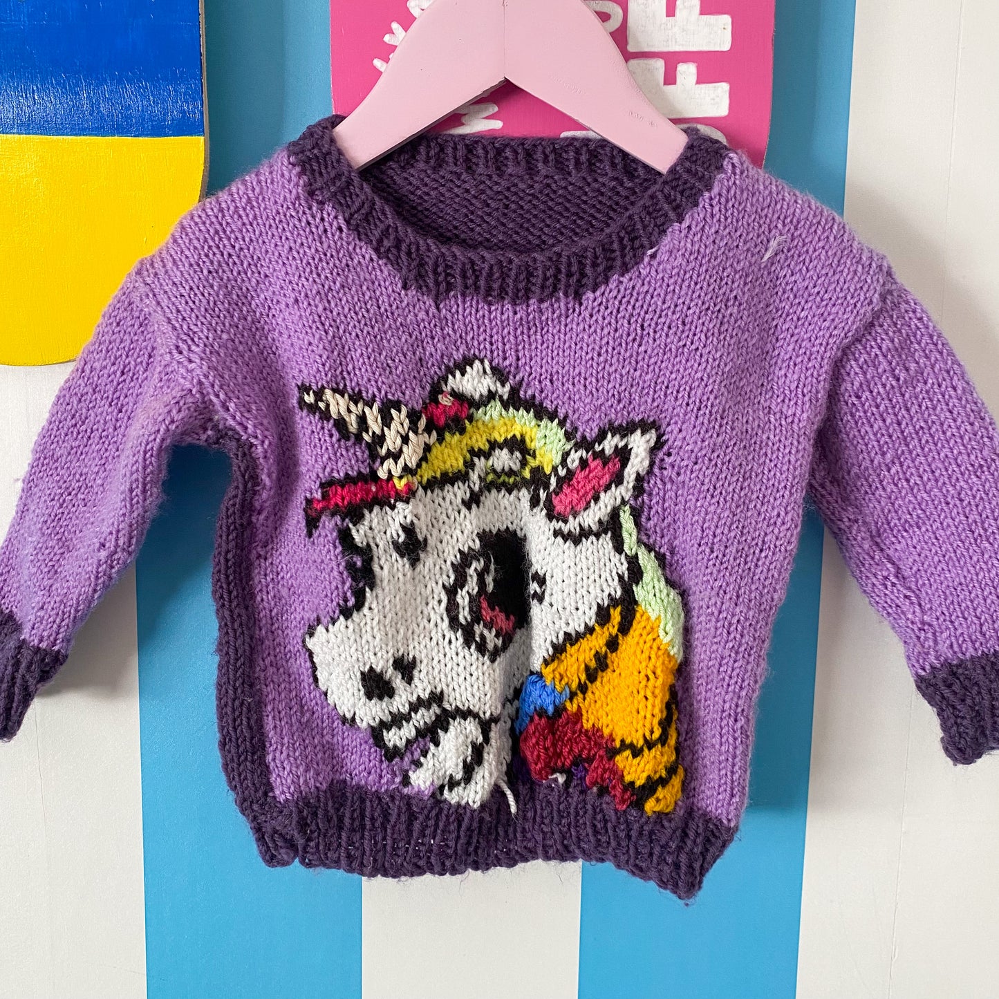 Handmade Knit Unicorn Jumper - Size 12M
