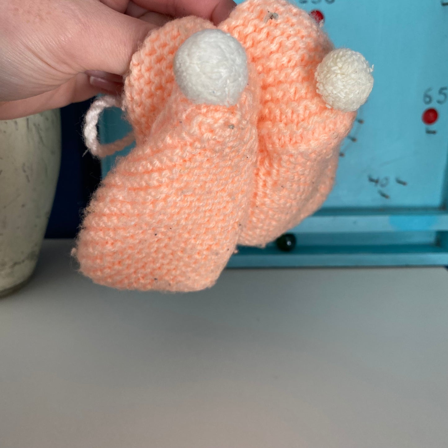 Handmade Knit Mouse Booties - Size 0-3M
