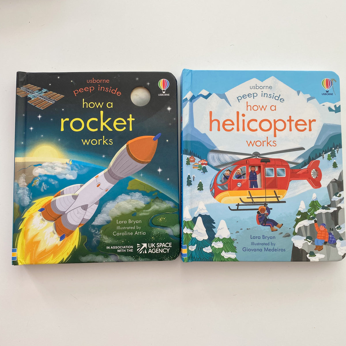Osborne Peep Inside Rocket & Helicopter Board Book Bundle