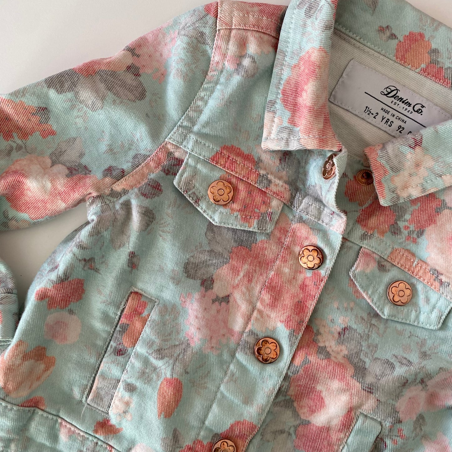 Floral Denim Co Jacket - Size 1-2Y