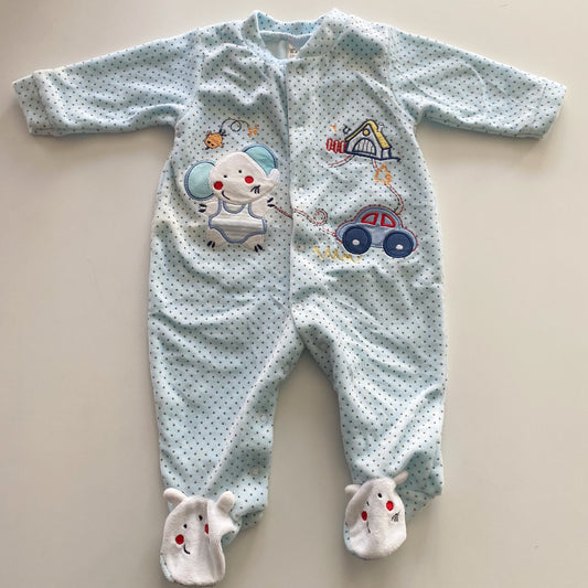 Vintage Velour Footed Suit - Size 6M