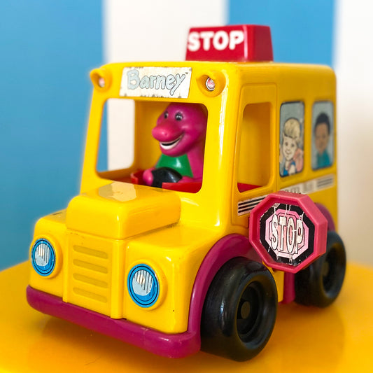 Vintage Barney Push & Go Bus