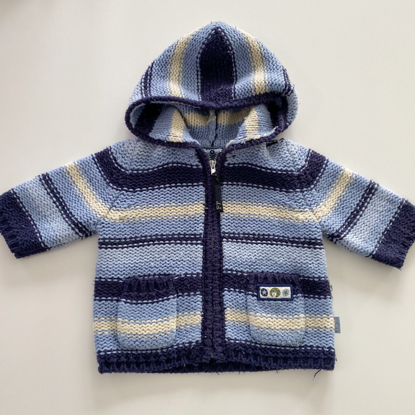 Vintage Pumpkin Patch Knit Hooded Cardigan - Size 6-12M