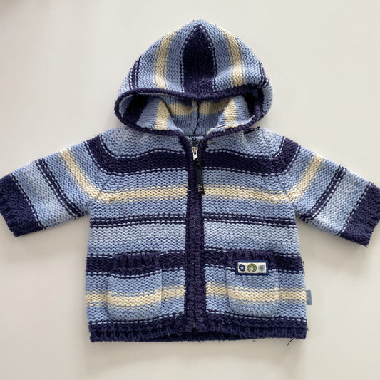 Vintage Pumpkin Patch Knit Hooded Cardigan - Size 6-12M