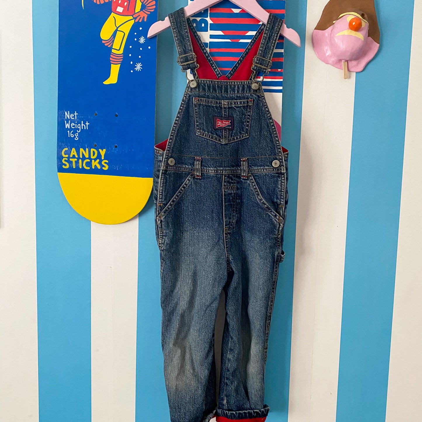 Old Navy Denim Fleece Lined Overalls - Size 3