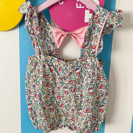 Vintage Floral Pumpkin Patch Romper - Size 1