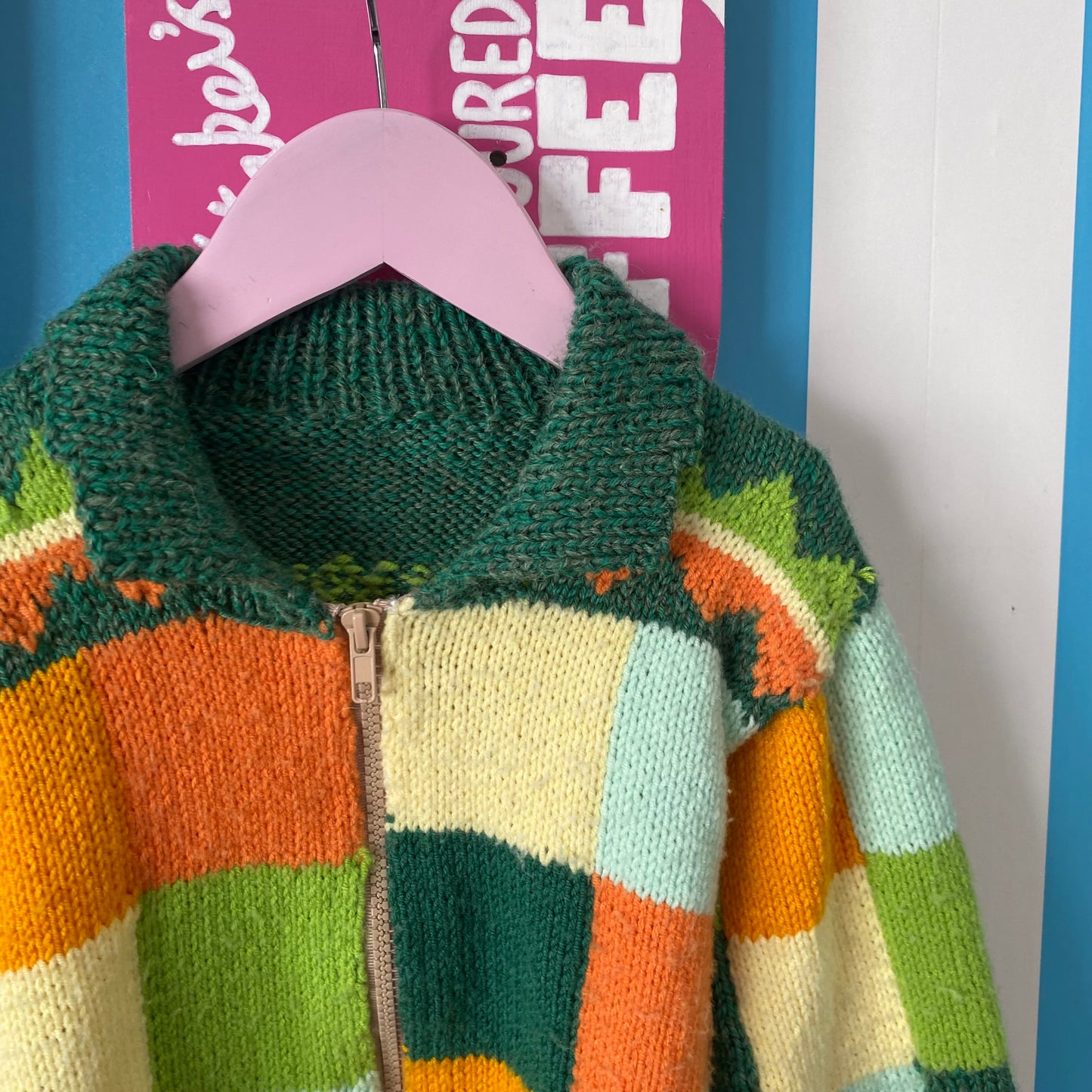 Handmade Knit Zip-Up Cardigan - Size 4-5Y