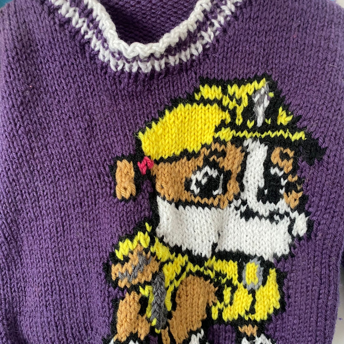 Handmade Paw Patrol Rubble Knit Jumper - Size 1-2Y