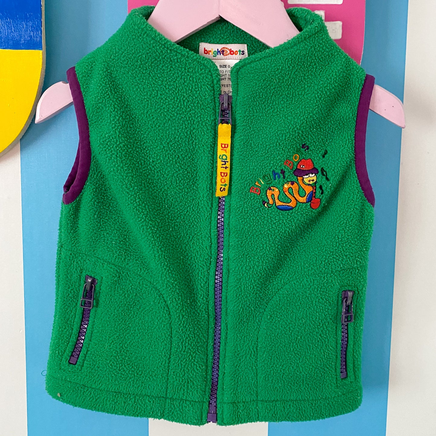 Vintage Bright Bots Vest - Size 6-12M