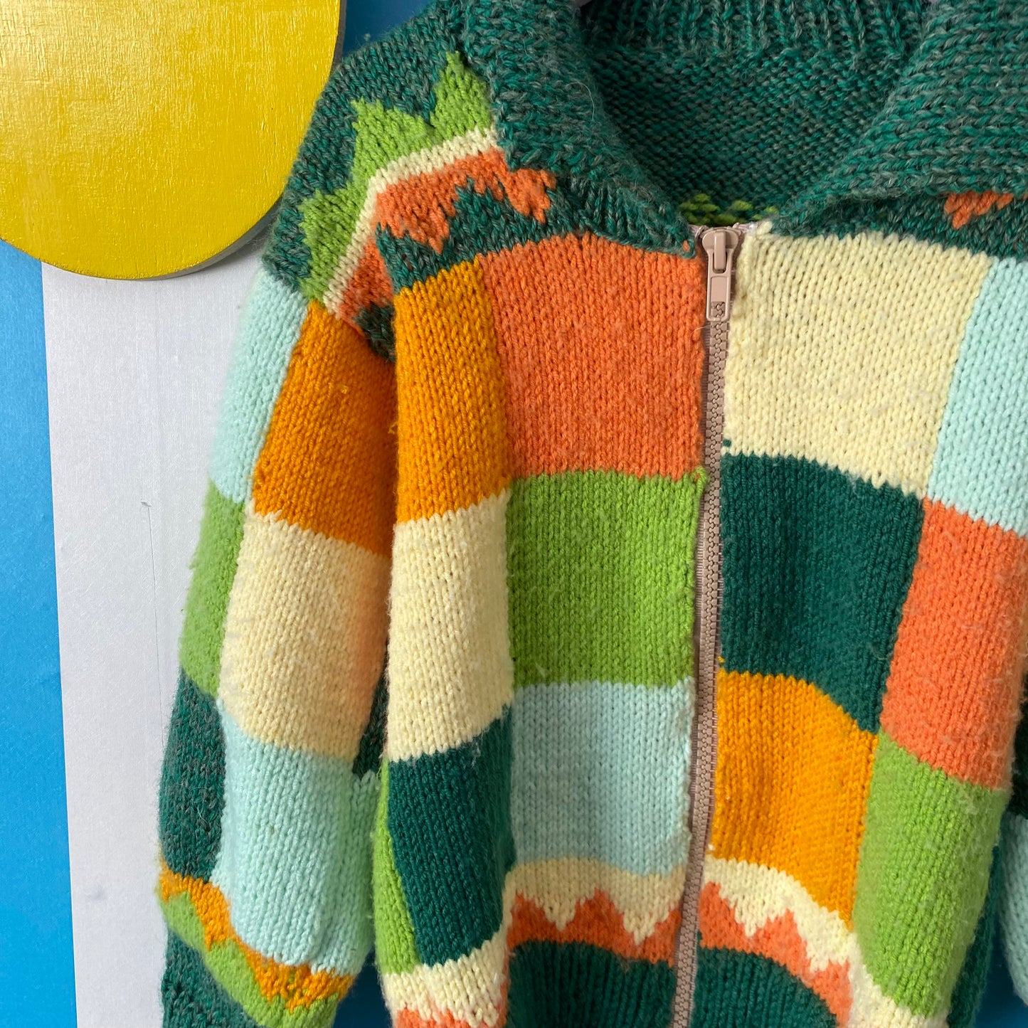 Handmade Knit Zip-Up Cardigan - Size 4-5Y