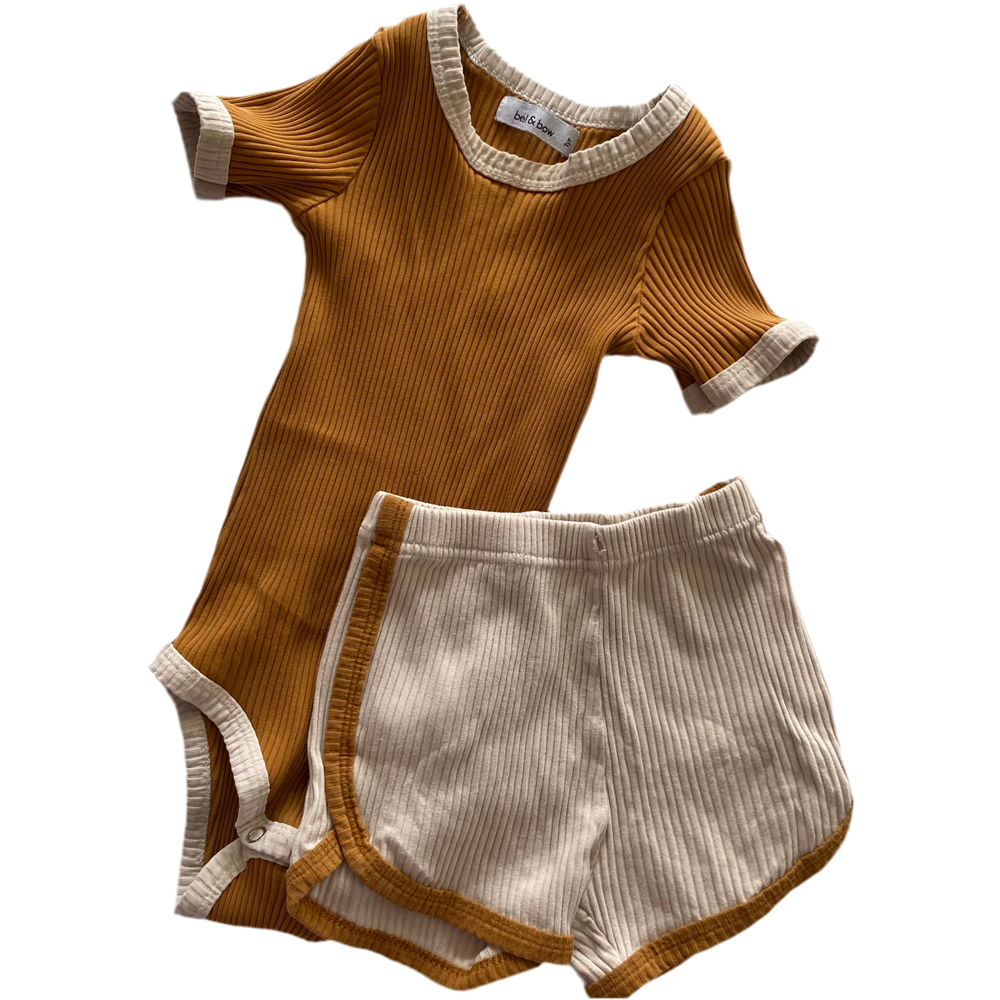 Bel&Bow Rib Bodysuit & Shorts - Size 1