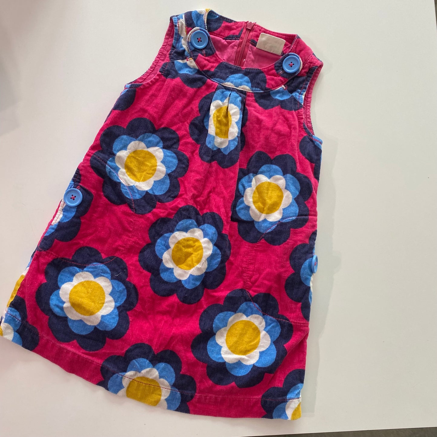Mini Boden Floral Corduroy Dress - Size 3-4Y