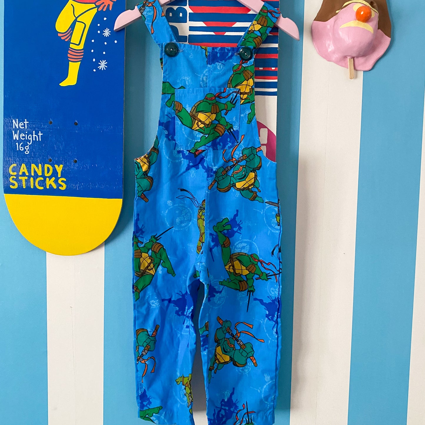 Handmade TMNT Ninja Turtles Handmade Overalls - Size 1-2Y