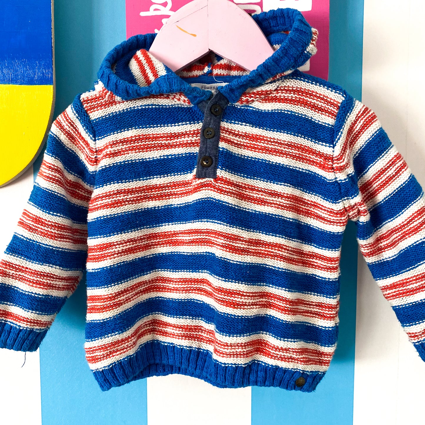 Pumpkin Patch Hooded Knit Jumper - Size 6-12M