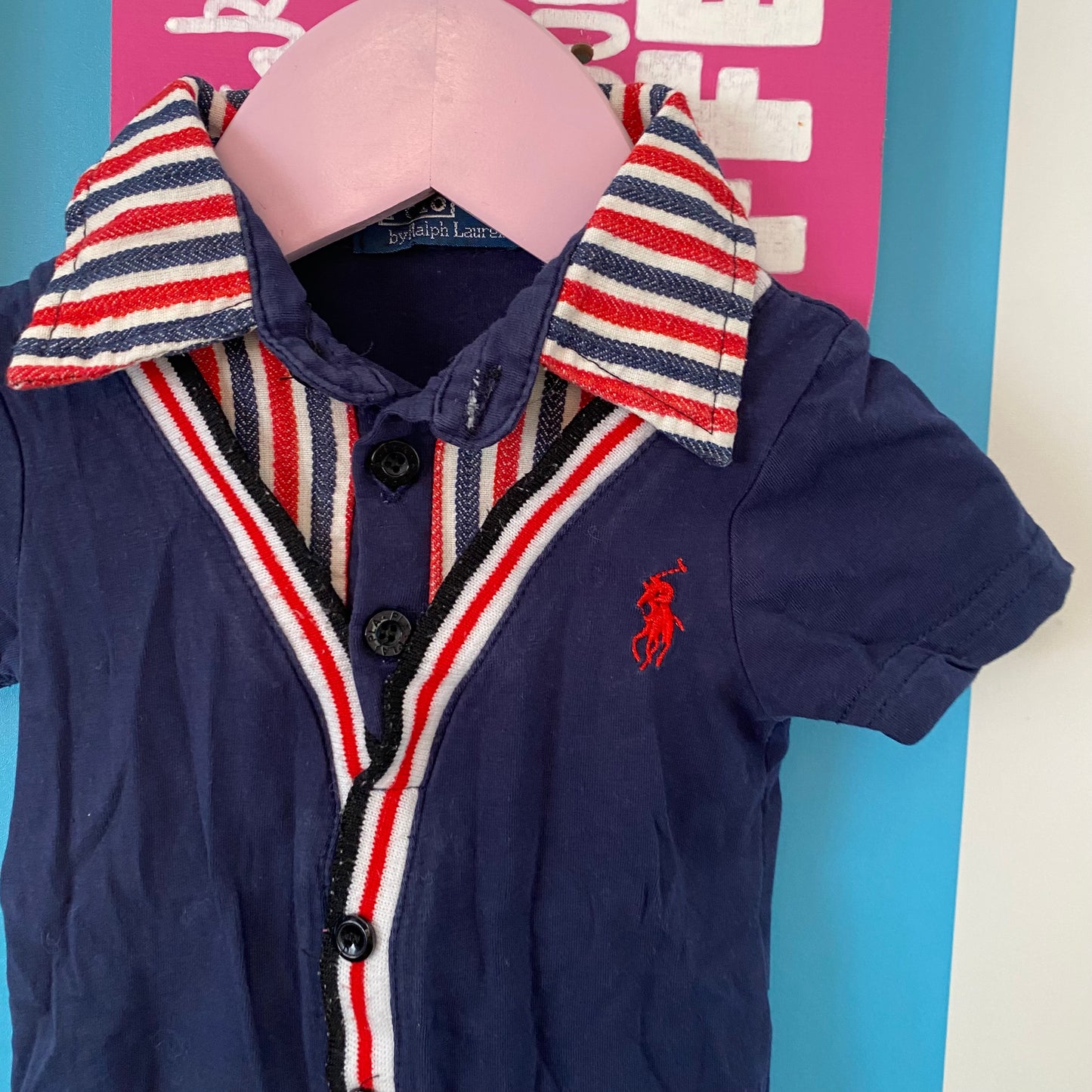DUPE Ralph Lauren Romper - Size 3-6M