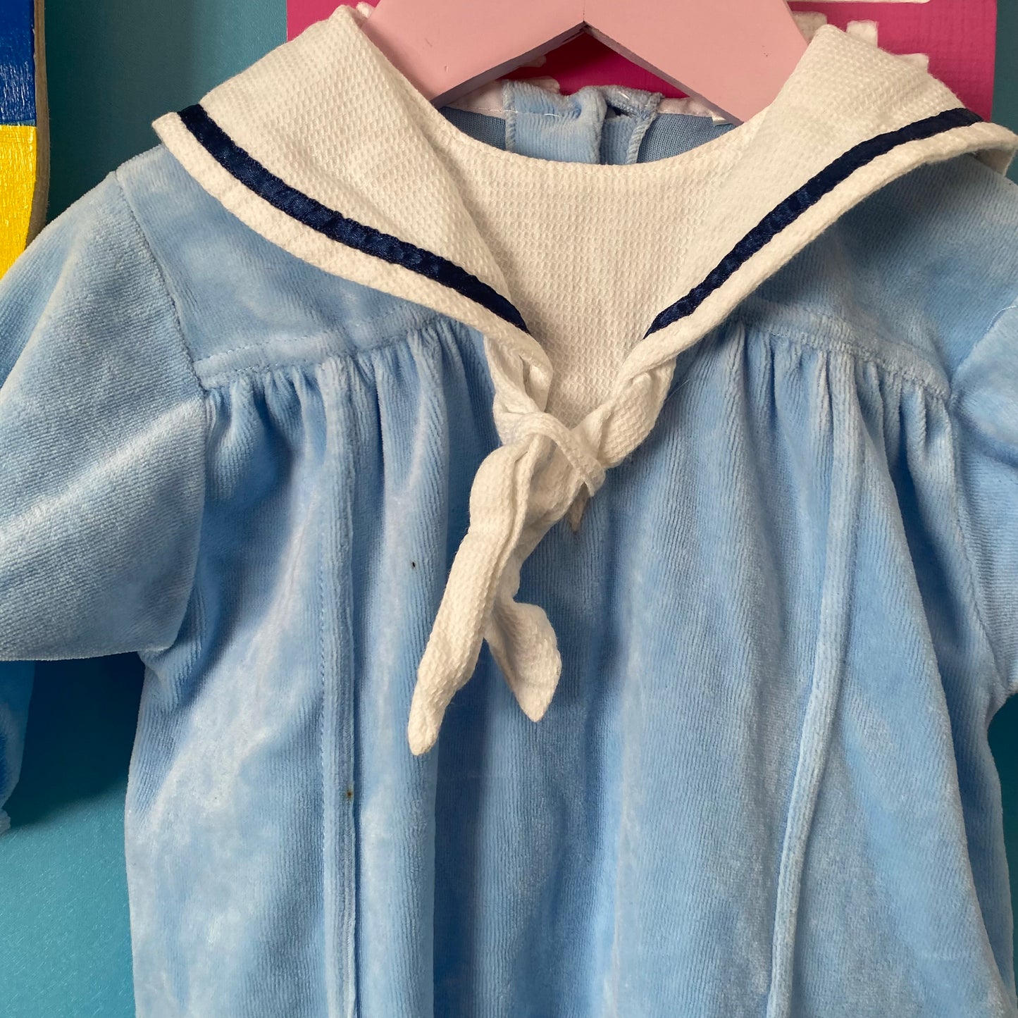 Vintage Teeny Weeny Velour Footed Suit - Size 6M